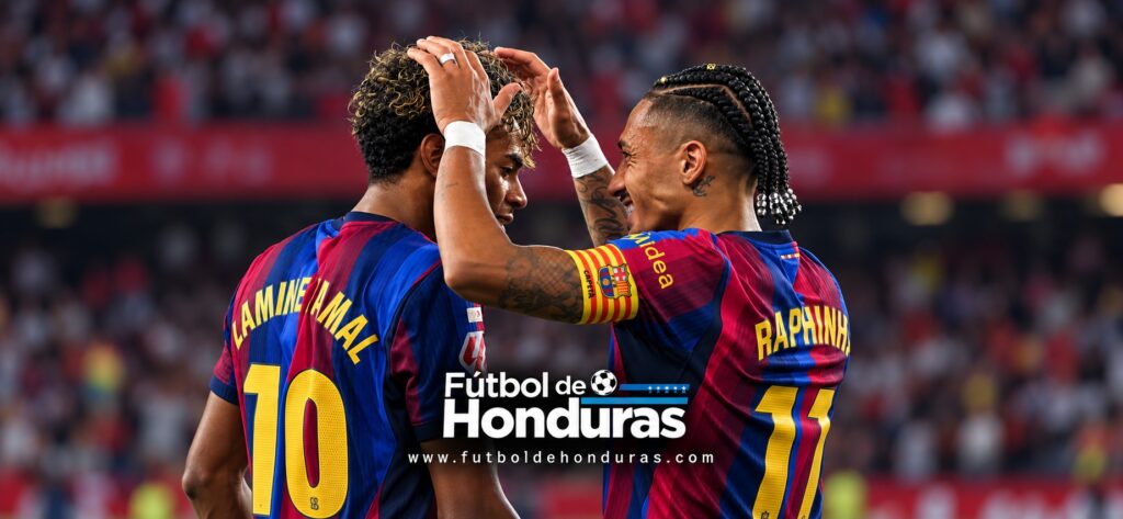 Raphinha anotó los tres goles del Barcelona en la victoria 3-1 sobre Sevilla.