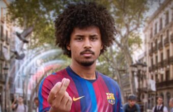 Karim Adeyemi celebra un gol con el Barcelona durante la temporada 2026-27