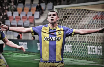 Erick Puerto celebra su segundo gol con el BATE Borisov en Bielorrusia